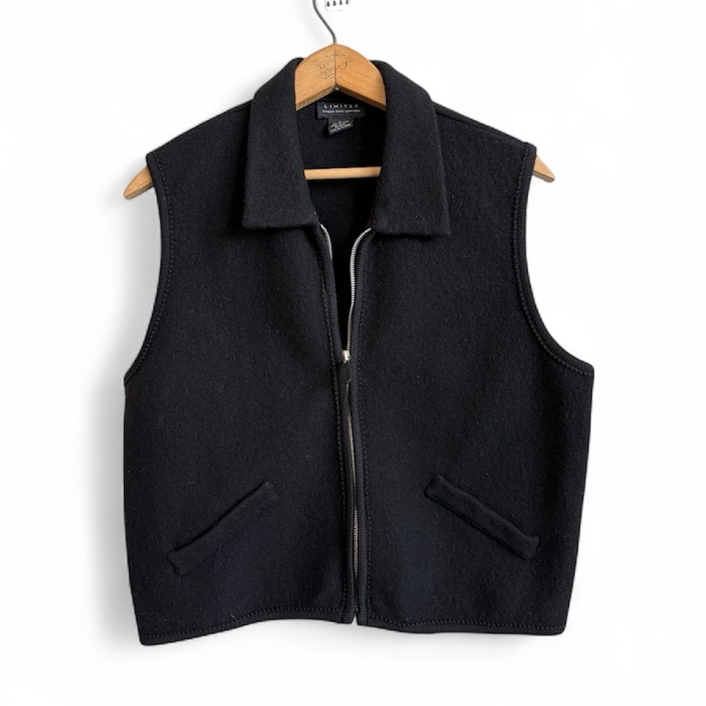 Vintage 100% Wool Zip Vest – Made in Italy by The Limited Size LARGE